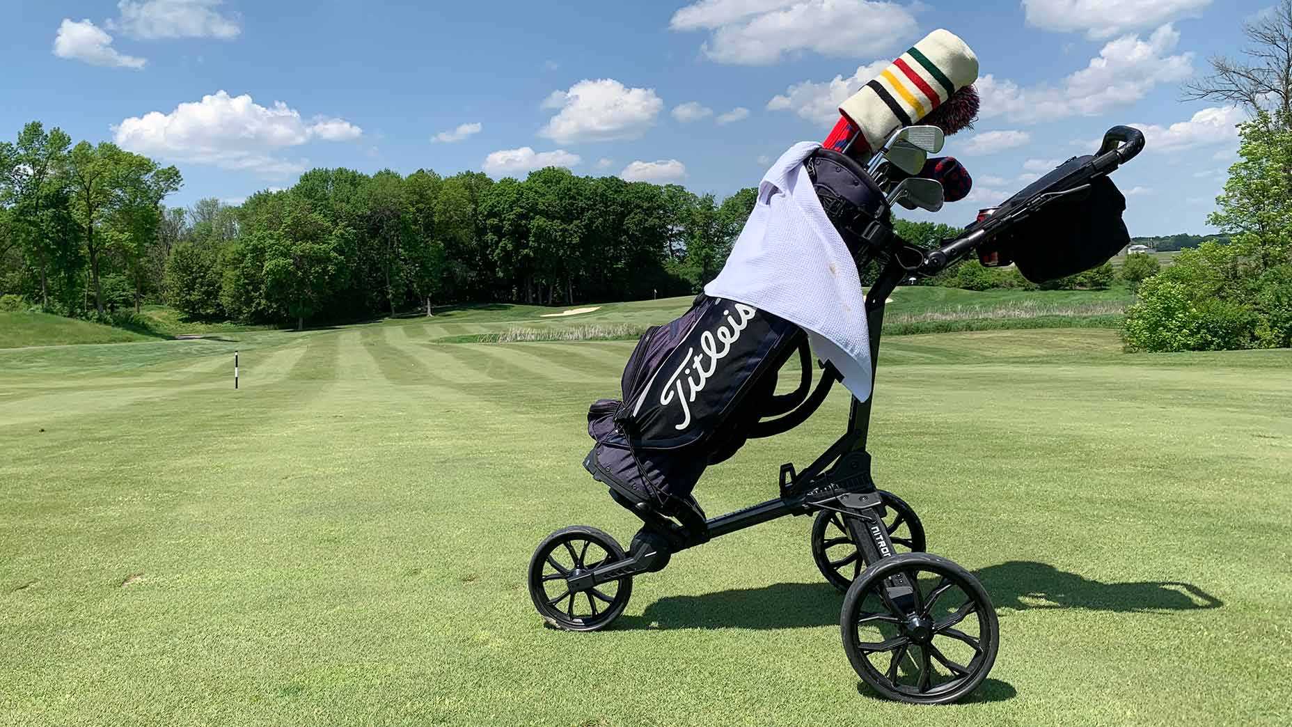 Best three wheel golf push cart